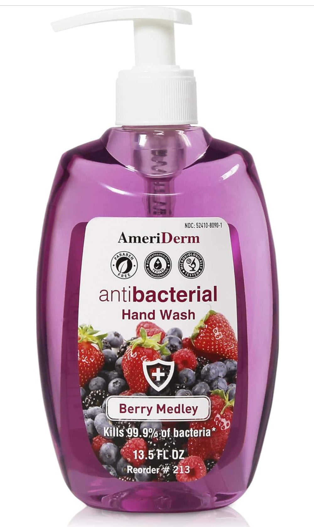 Ameriderm Premium Antibacterial Hand Wash Antibacterial Pump Hand Soap For The Whole Family - Berry Medley Scent Hand Liquid Soap For Sensitive Skin & Everyday Use - 13.5 fl oz