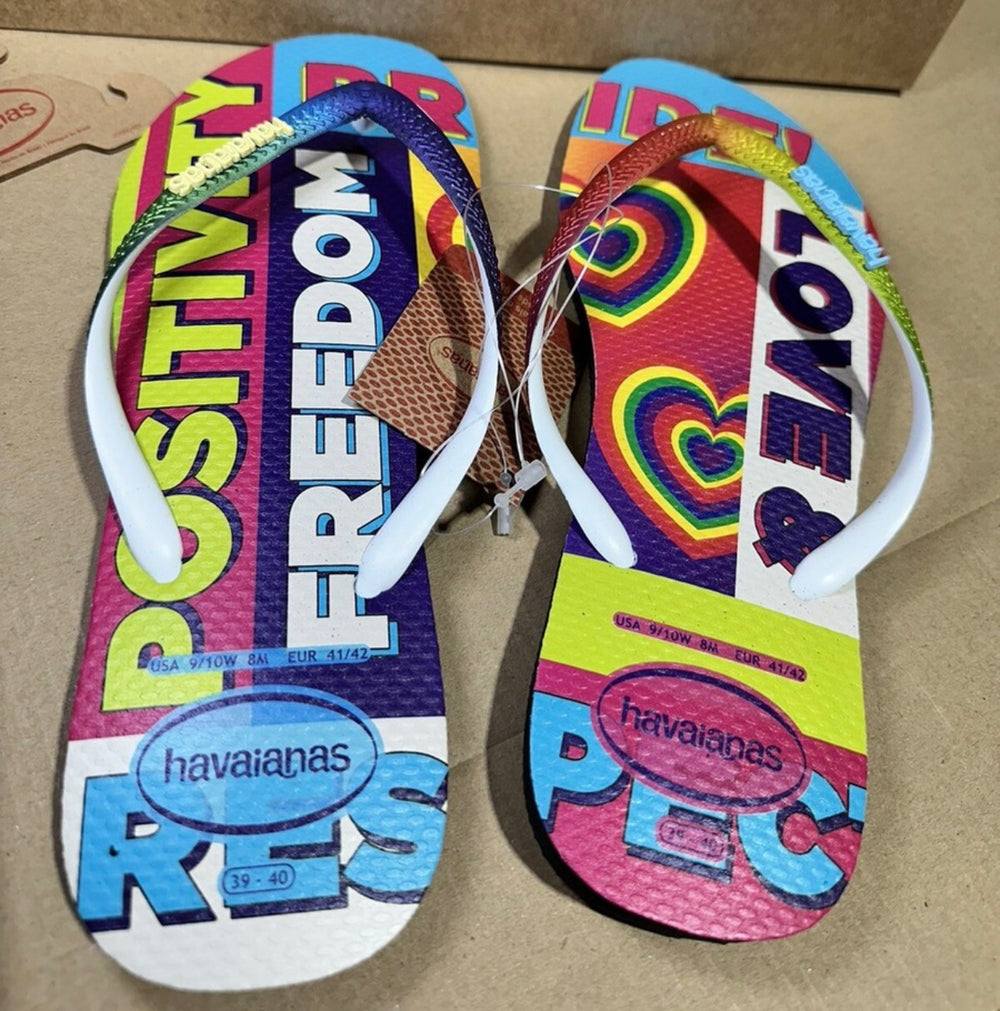 Women’s Havaianas Slim Pride Flip Flops Uk8 New LGBTQ New
