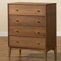 Baxton Studio Landis Mid-Century Modern Ash Walnut Finished Wood 4-Drawer Chest MM
