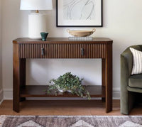 
              46" Laguna Nigel Fluted Wooden Console Table Brown (KD) - Threshold designed with Studio McGee ( L 1mx18cm, La 45cm, H 82cm)
            