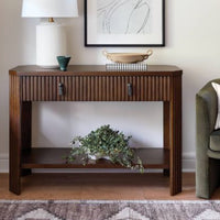 46" Laguna Nigel Fluted Wooden Console Table Brown (KD) - Threshold designed with Studio McGee ( L 1mx18cm, La 45cm, H 82cm)