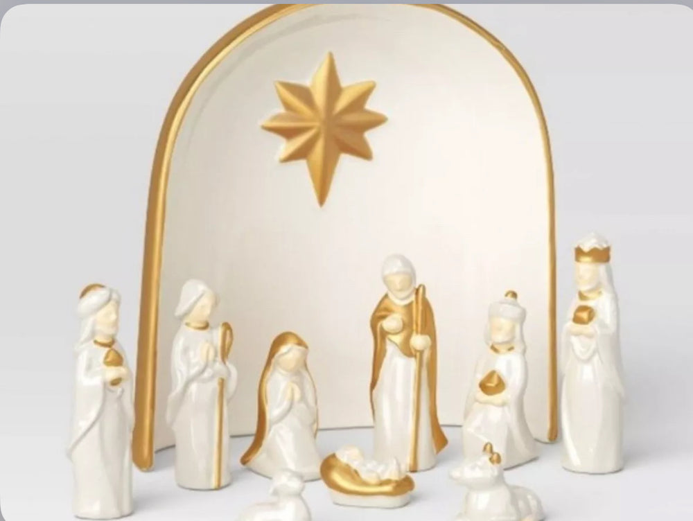 Ceramic Nativity Set Ivory - Threshold