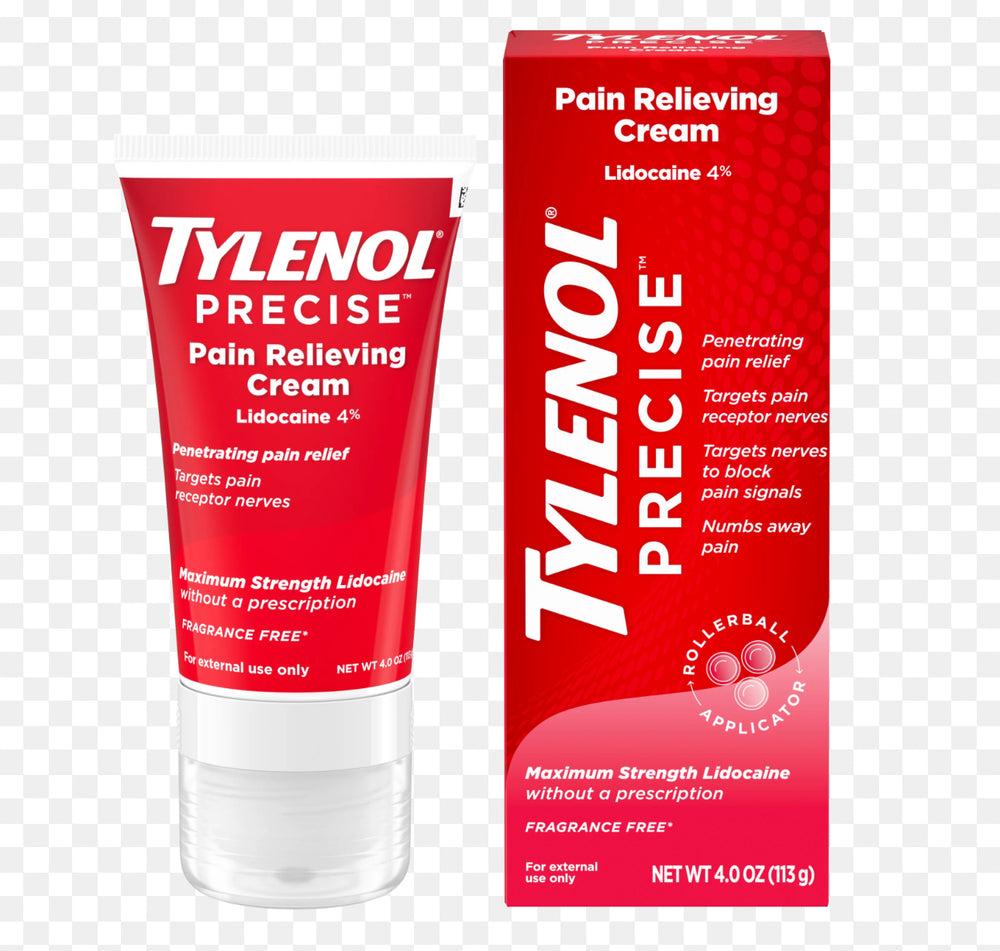 Tylenol Maximum Strength 4% Lidocaine Pain Relieving Cream for Back, Knee & Joints - Penetrating, Fragrance Free, 4oz (113g) DLC: Oct25