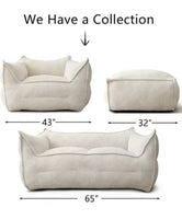 
              Boring Boucle Bean Bag Sofa,Beige Upholstered Double Bean Bag Chair,Bean Bag Couch For Adults and Kids-The Pop Maison
            