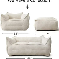 Boring Boucle Bean Bag Sofa,Beige Upholstered Double Bean Bag Chair,Bean Bag Couch For Adults and Kids-The Pop Maison