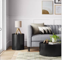 
              Manila Cylinder Drum Accent Table Black - Threshold: Modern Metal No Assembly Required LPFN977726
            