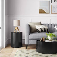 Manila Cylinder Drum Accent Table Black - Threshold: Modern Metal No Assembly Required LPFN977726