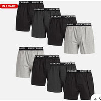 
              Lucky Brand Knit Boxer Shorts Cotton Assorted Black/Gray Color Underwear 4Pack
            