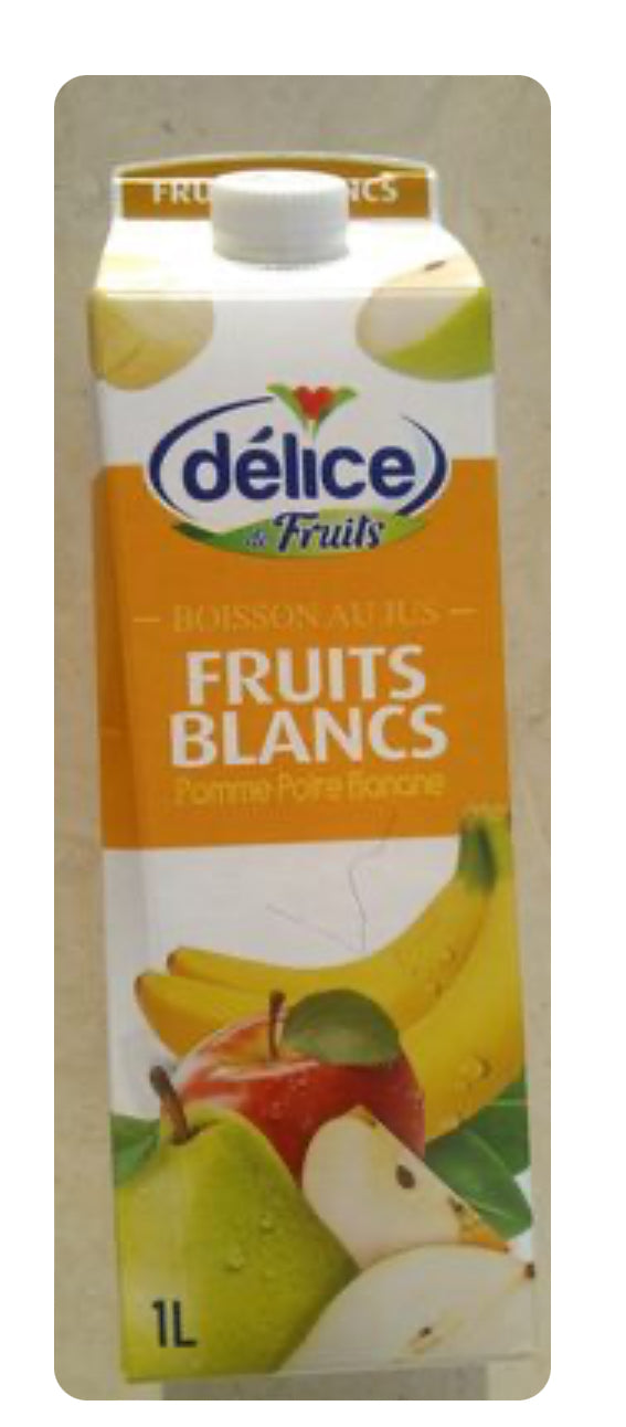 Boisson au jus fruits blancs - Délice de fruits - 1 L DLC: Oct25