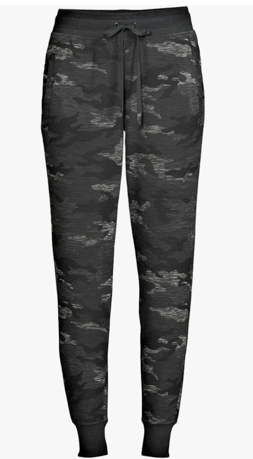 Athletic Work Black Camo Pantalones de jogging suaves para mujer, Camo Negro Size XL/XG