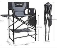 
              BAYIEIUI 2 Pack Flip Up Director Chair with Side Table Storage Bag Portable Camping Makeup Artist Bar Chair Support 400lbs and 27" Seat Height
            