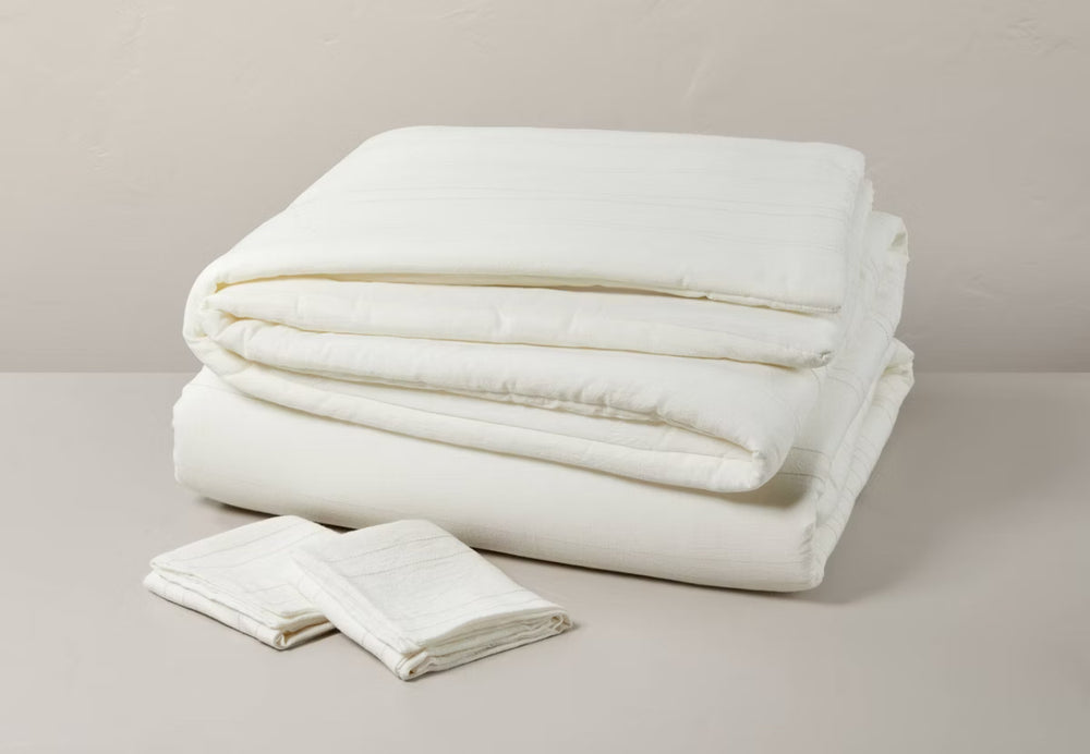 Fine Stripe Duvet & Sham Set Twilight Taupe/Sour Cream - Hearth & Hand™ with Magnolia
