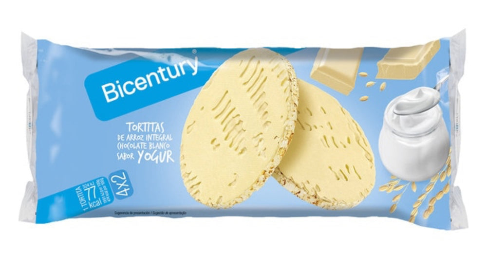 BICENTURY Tortitas de arroz integral sabor yogur packs 4x2 unidades envase (130,4 g)
DLC: Janv26