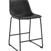 Walker Edison Douglas Urban Industrial Faux Leather Armless Counter Chairs, Set of 2, Black, 20"D x 18.5"W x 34.5"H