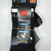 Hanes Premium Men's Long Leg Boxer Briefs with Anti Chafing Total Support Pouch 3pk - Black/Gray/ Size M