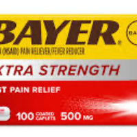 Bayer Aspirin Extra Strength 500mg 100 Coated Caplets/ DLC: Nov24