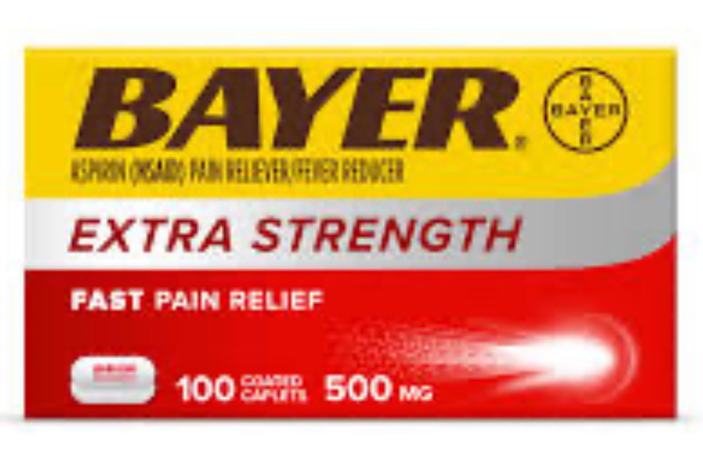 Bayer Aspirin Extra Strength 500mg 100 Coated Caplets/ DLC: Nov24
