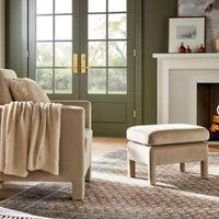 Bellfield Fully Upholstered Ottoman Light Brown Velvet - Threshold designed with Studio McGee: Rectangular, No Assembly Required