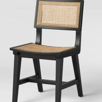 Tormod Backed Cane Dining Chair Black/Natural - Threshold: Rattan High Back, Armless, Wood Legs (45.7cm x 50.8cm 81.3cm)