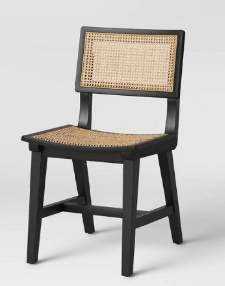 Tormod Backed Cane Dining Chair Black/Natural - Threshold: Rattan High Back, Armless, Wood Legs (45.7cm x 50.8cm 81.3cm)