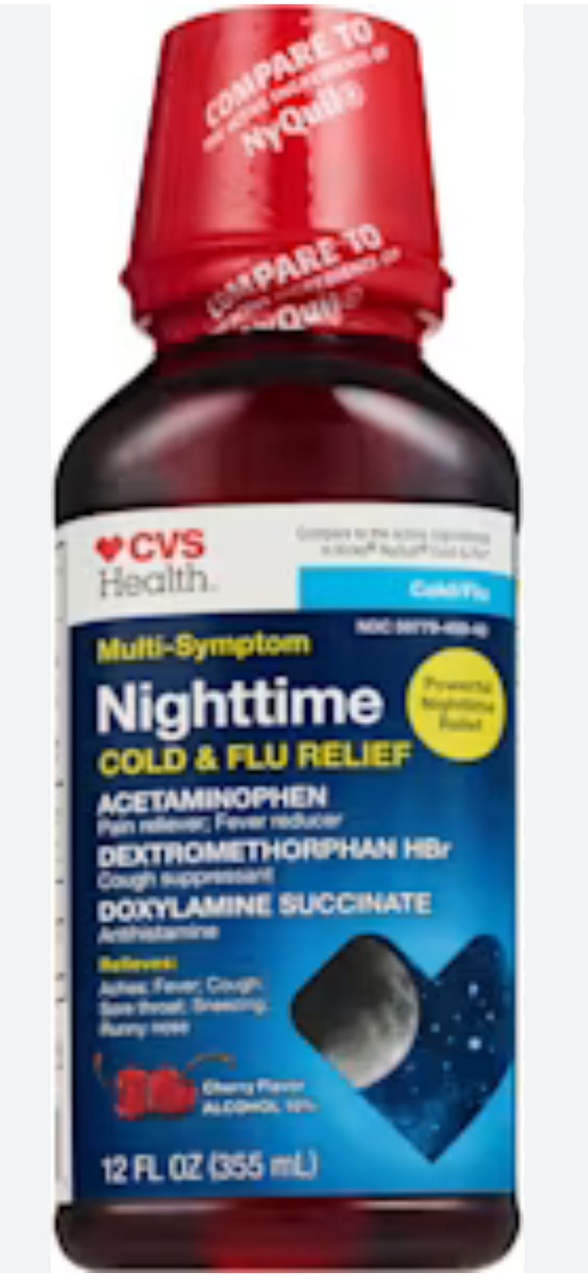 CVS Health Nighttime Gold & Flu Relief (355ml) DLC: Juillet26