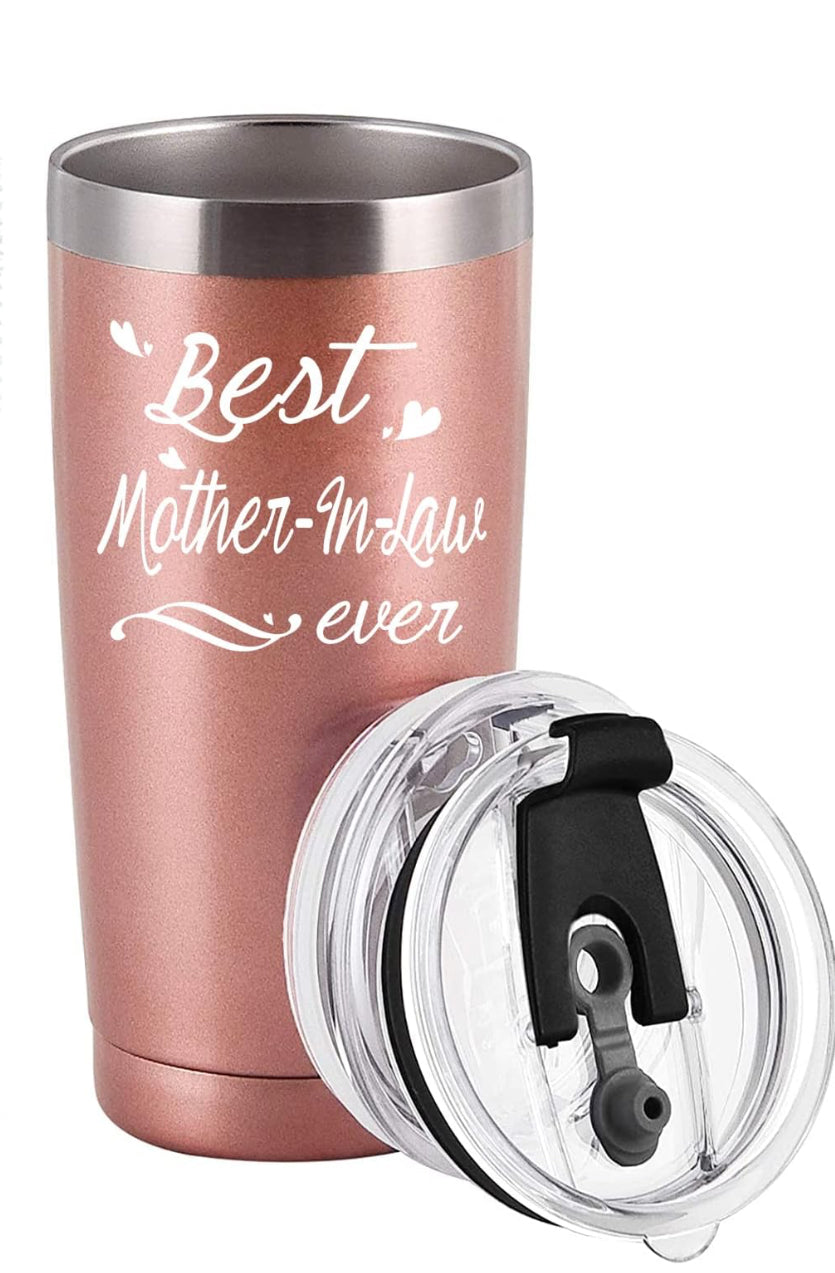 Gobelet de voyage pour belle-mère avec 2 couvercles et pailles, 591 ml, or rose
