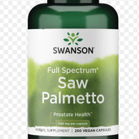 Swanson Saw Palmetto - Herbal Supplement Promoting Male Prostate Health Support - Natural Hair Supplement & Urinary Health Support - 540 mg 250 Capsules DLC: 11/27