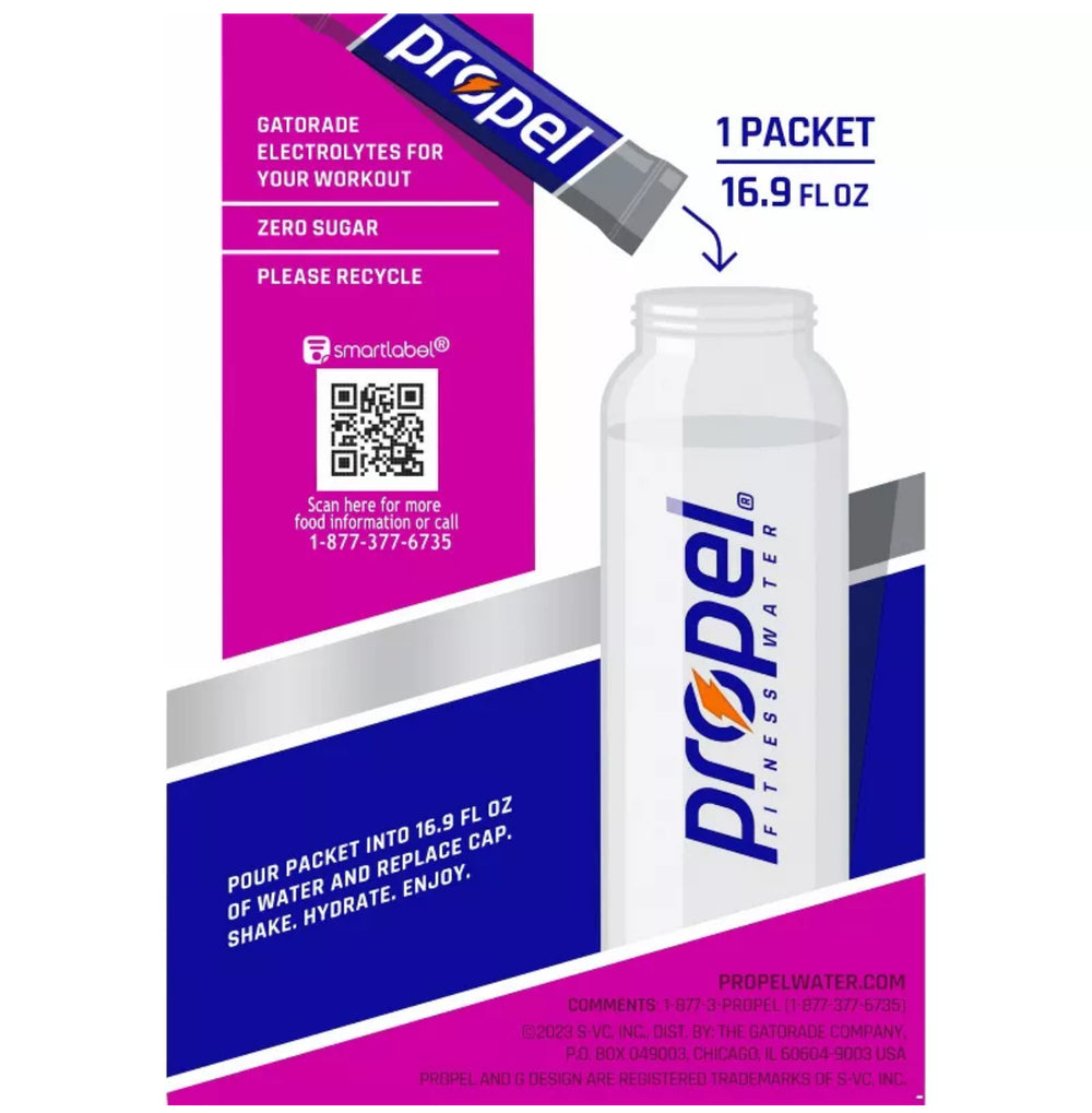 Propel Electrolyte Powder Packets, Grape (10 Packets/Box) DLC: 14 Fév26