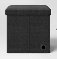 
              Collapsible Dorm Single Storage Ottoman Black - Room Essentials: Upholstered, Textured Fabric, Wood Frame, Storage Lid
            
