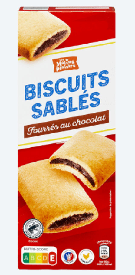 Biscuits sablés Fourrés au Chocolat 225g DLC: Nov25