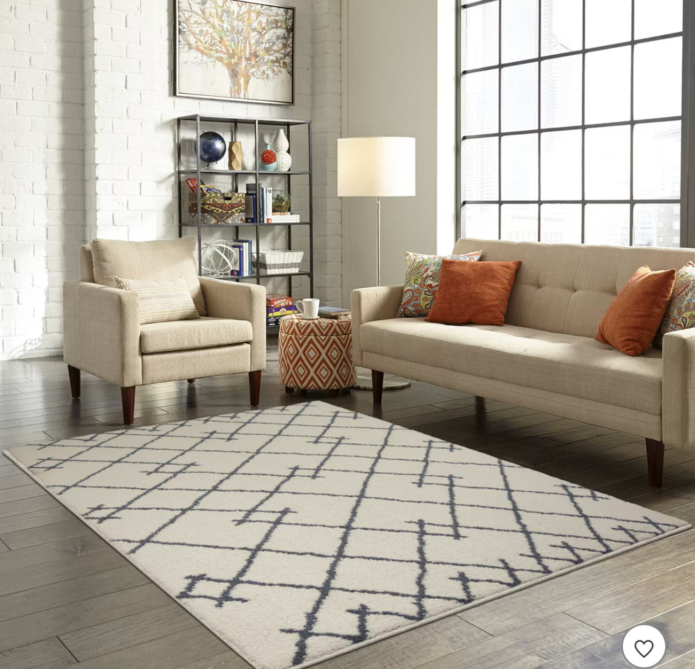 5'X7' Kenya Fleece Geometric Design Tufted Area Rug Cream - Threshold™: Modern  (2m x 1m60)