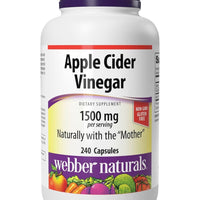 Webber Naturals Apple Cider Vinegar Capsules with The Mother, 1500 mg per Serving, High Potency, 240 Capsules DLC: 10/2028