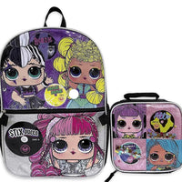 L.O.L Surprise! Girls 17" Backpack & Lunch Bag 2-Piece Set, LOL School Book Bag