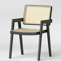 Wood Framed Woven Panel Dining Chair Black (FA) - Threshold