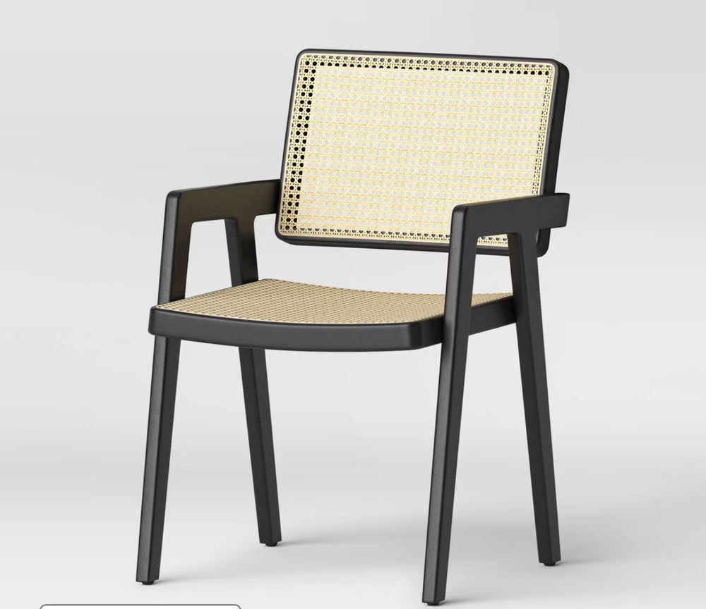 Wood Framed Woven Panel Dining Chair Black (FA) - Threshold