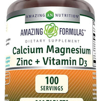 amazing nutrition Calcium 1000mg - Magnesium 400mg - Zinc 25mg Plus Vitamin D3 600 IU - 300 Tablets Per Bottle DLC: 01/28