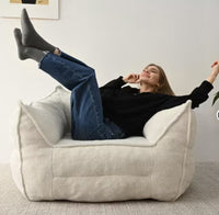 
              Boring Boucle Bean Bag Sofa,Beige Upholstered Double Bean Bag Chair,Bean Bag Couch For Adults and Kids-The Pop Maison
            