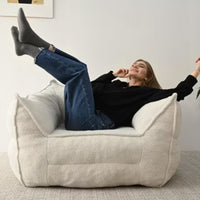 Boring Boucle Bean Bag Sofa,Beige Upholstered Double Bean Bag Chair,Bean Bag Couch For Adults and Kids-The Pop Maison