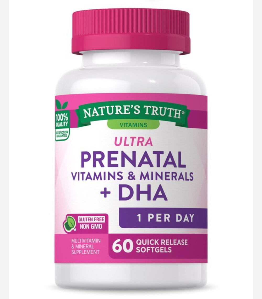 Nature's Truth Ultra Prenatal Vitamins And Minerals + DHA Quick Release Softgels (60ct) DLC: Août27