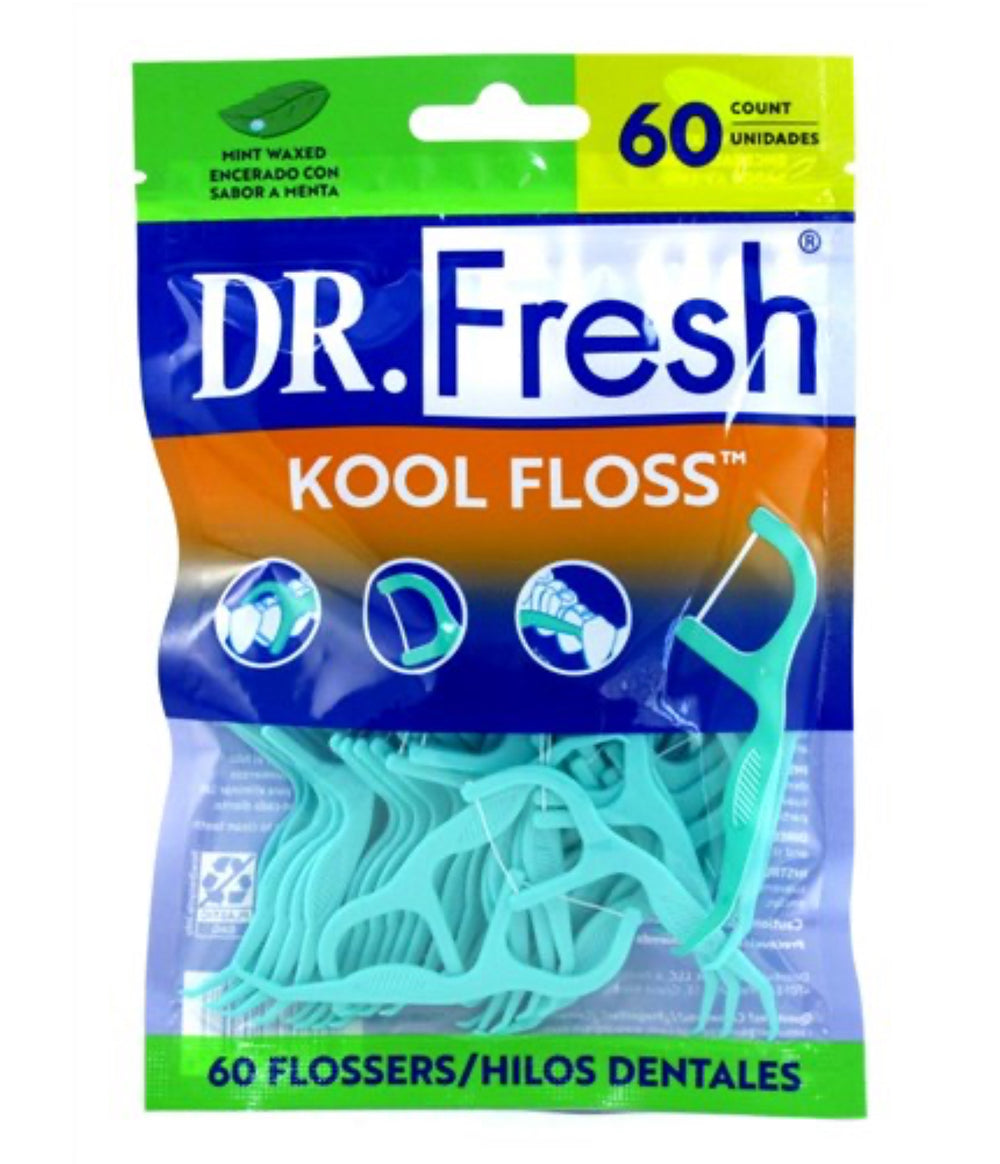 Dr. Fresh Kool Floss Picks 60 Count Mint Waxed (60 Pieces)