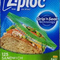 Ziploc Resealable Food 125 Storage Bags Genuine Zip Lock Freezer Snack Sandwich (16.5 cm x 14.9 cm)
