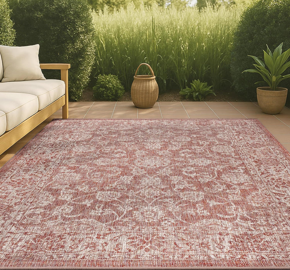 JONATHAN Y SMB100A-8 Tela Bohemian Textured Weave Floral Indoor/Outdoor Red/Taupe 8 ft. x 10 ft. Area Rug, Coastal,Easy Cleaning,HighTraffic,LivingRoom,Backyard, Non Shedding
(2m30 x 3m)
