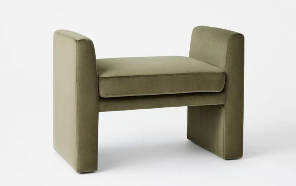 Vernon Ottoman Olive Green Velvet - Threshold designed with Studio McGee