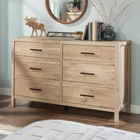 
              Pacific View 6 Drawer Dresser Prime Oak - Sauder: Rustic Storage Furniture with Metal Runners
            