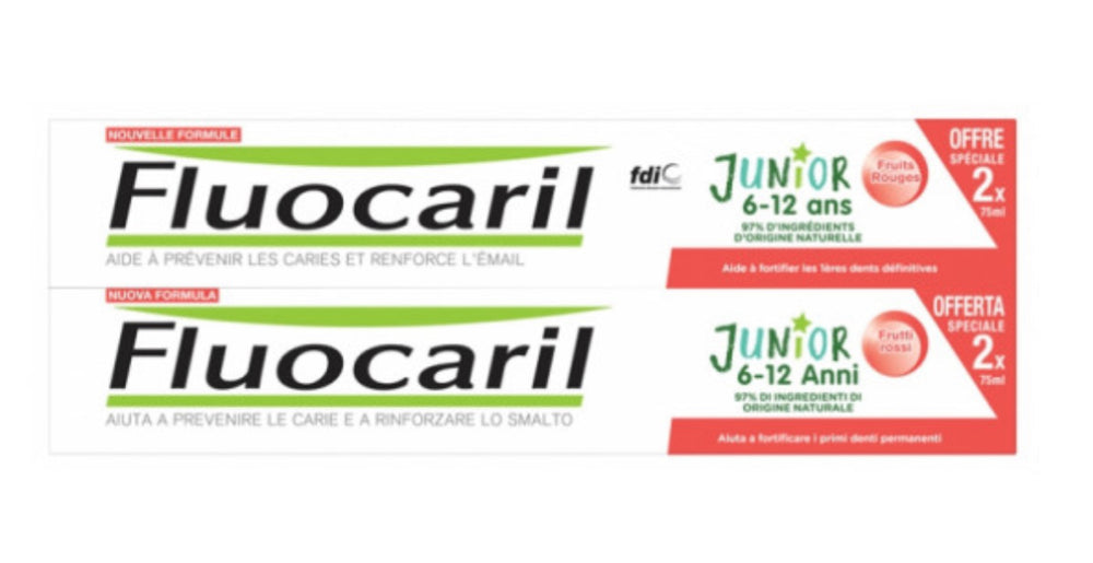 Fluocaril dentifrice junior 6-12 ans fruits rouges 2x75ml