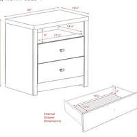 Calla Tall 2 Drawer Nightstand White - Prepac LPFN841344