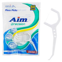 Aim Precision Floss Picks - 60 Pack - Simple & Effective - Angled Pick with Comfort Grip
(60ct)
