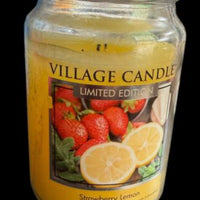 HARD TO FIND VILLAGE LIMITED EDITION STRAWBERRY LEMON CANDLE 2-WICK 90% UNUSED 602g