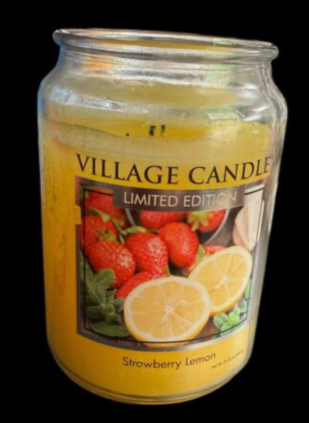 HARD TO FIND VILLAGE LIMITED EDITION STRAWBERRY LEMON CANDLE 2-WICK 90% UNUSED 602g