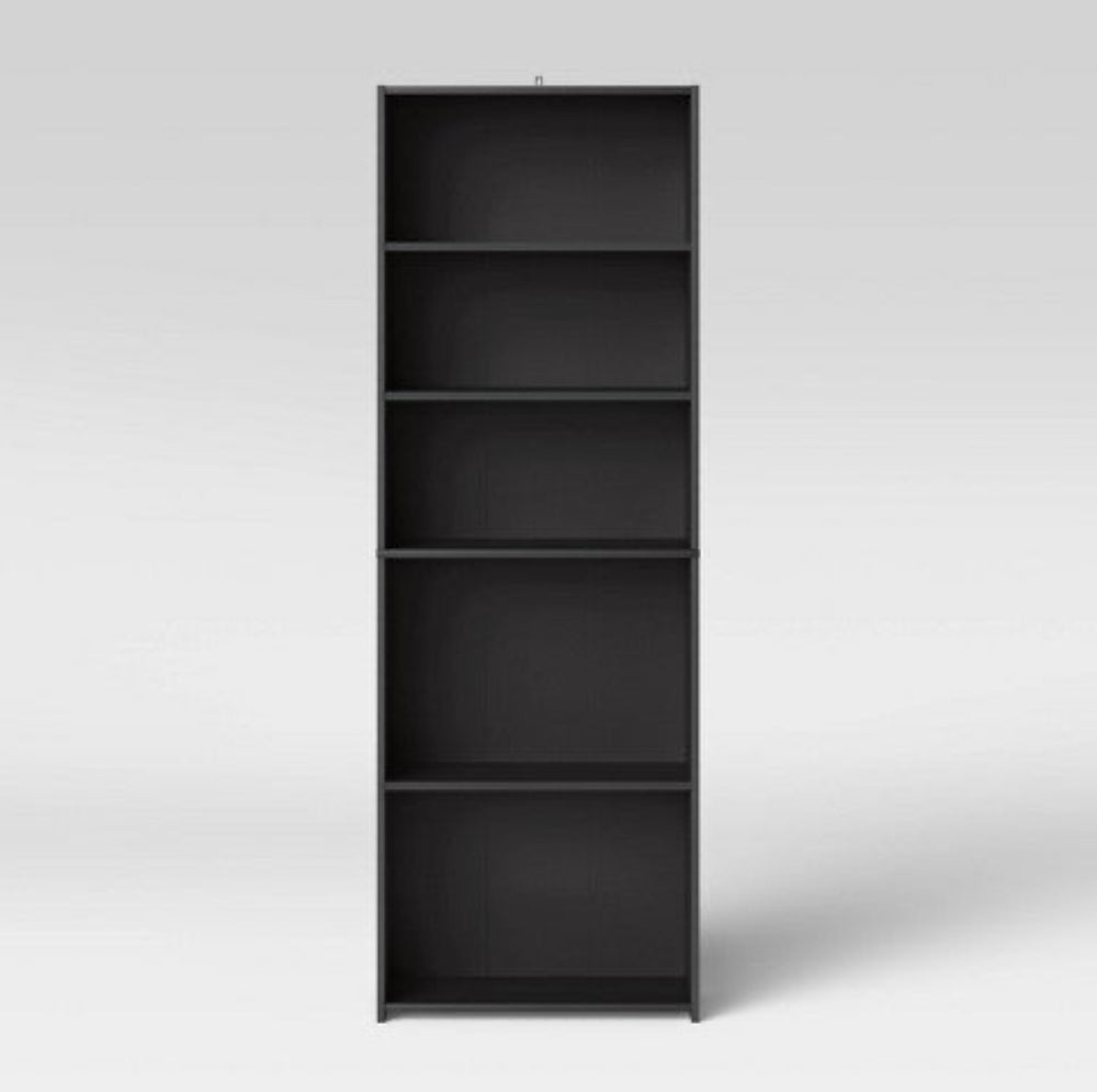 5 Shelf Bookcase Black - Room Essentials MM  (L 1m x 62cm, La 30cm, H 80cm)